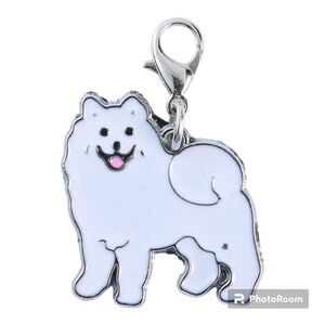 Samoyed Keychain pendant dog Jewelry necklace Handmade Charm gift collar leash M
